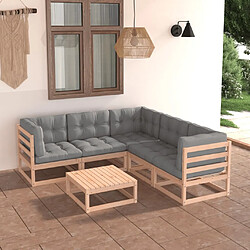 Maison Chic Salon de jardin 6 pcs + coussins - Mobilier/Meubles de jardin - Table et chaises d'extérieur Bois de pin massif -MN47703