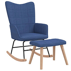 Maison Chic Chaise à bascule avec tabouret | Fauteuil Relax Bleu Tissu -GKD91951