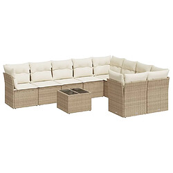 Maison Chic Salon de jardin avec coussins 10 pcs | Ensemble de Table et chaises | Mobilier d'Extérieur beige résine tressée -GKD46889