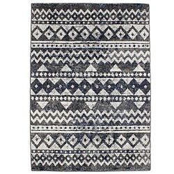 Thedecofactory VENISE - Tapis toucher laineux motifs berbères gris bleu 133x190