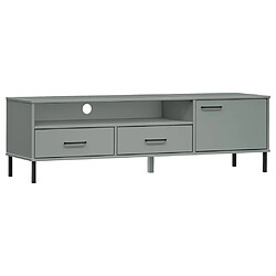 Maison Chic Meuble TV scandinave avec pieds - Banc TV pour salon en métal Gris Bois de pin massif OSLO -MN23994