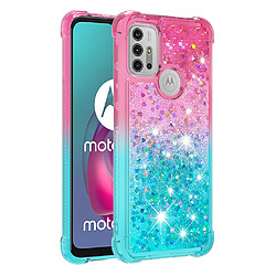 Coque en TPU Antichoc Dégradé Paillettes Paillettes Sable Mouvant rose/bleu ciel pour votre Motorola Moto G30/G10