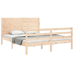 Acheter Maison Chic Cadre/structure de lit avec tête de lit pour adulte - Lit Moderne Chambre 160x200 cm bois massif -MN68421