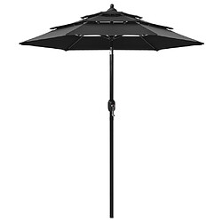 Maison Chic Parasol Jardin | Parasol à 3 niveaux avec mat en aluminium Noir 2 m - GKD25792