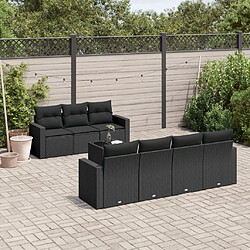 Maison Chic Ensemble Tables et chaises d'extérieur 8 pcs avec coussins,Salon de jardin noir résine tressée -GKD911137