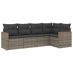 Maison Chic Salon de jardin 5 pcs avec coussins | Ensemble de Table et chaises | Mobilier d'Extérieur gris résine tressée -GKD98986