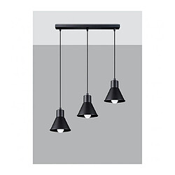 Luminaire Center Suspension Taleja Bar Acier Noir 3 ampoules 120cm