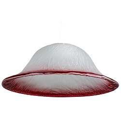 Avis Corep Suspension en verre fumé blanc et rouge Abat jour cloche Lustre Luminaire Art deco