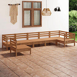 Maison Chic Salon de jardin 7 pcs - Table et chaises d'extérieur - Mobilier/Meubles de jardin Moderne Bois de pin massif Marron miel -MN33578