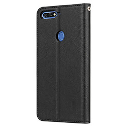 Wewoo Housse Coque Étui en cuir flip horizontal de texture de peau de pétrissage pour Huawei Y7 Prime 2018 / Honor 7C / Enjoy 8avec cadre photo et support et fentes cartes et portefeuille noir