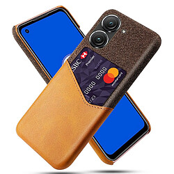 Coque en TPU + PU anti-chute avec porte-carte pour votre Asus Zenfone 9 5G - orange