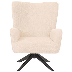 Mendler Fauteuil lounge HWC-N65, fauteuil cocktail fauteuil rembourré fauteuil relax, pivotant, tissu/textile chenille métal ~ crème-beige pas cher