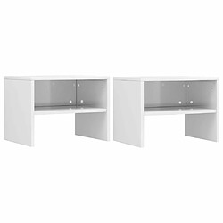 Maison Chic Lot de 2 Tables de chevet,Table de nuit,Table d'appoint pour salon Blanc brillant 40 x 30 x 30 cm Aggloméré -MN96039