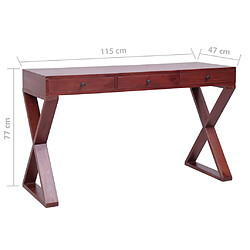 vidaXL Bureau d'ordinateur Marron 115x47x77 cm Bois d'acajou massif pas cher