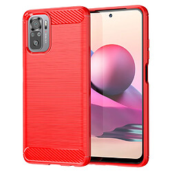 Coque en TPU antichoc, texture en fibre de carbone rouge pour votre Xiaomi Redmi Note 10 4G/Note 10S