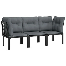 Avis Maison Chic Salon de jardin 3 pcs - Table et chaises d'extérieur - Mobilier/Meubles de jardin Moderne noir et gris résine tressée -MN63360