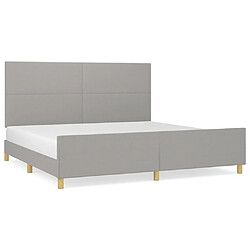 Maison Chic Lit adulte - Cadre Structure de lit avec tête de lit Contemporain Gris clair 200x200 cm Tissu -MN41558