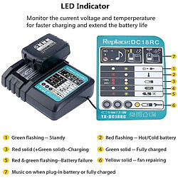 Acheter Universal 3A DC18RC Remplacement LI-ion Charger pour Makita 14.4V ~ 18V BL1830 BL1840 BL1850 BL1815 BL1430 LXT400 EU Charger rapide