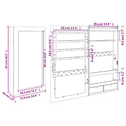 vidaXL Armoire à bijoux avec miroir et éclairage LED mural noir pas cher