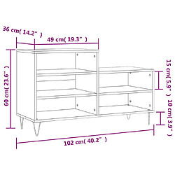 vidaXL Armoire à chaussures Sonoma gris 102x36x60 cm Bois d'ingénierie pas cher