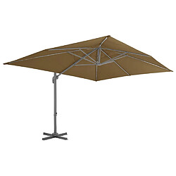 Helloshop26 Parasol meuble de jardin en porte-à-faux avec mât en aluminium 400 x 300 cm taupe 02_0008619