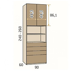 Inside 75 Armoire dressing d'angle chambre structure Elegant façade Blanco Laquée hauteur 240 cm pas cher