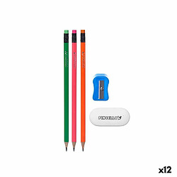 Pincello Ensemble de Crayons Taille-crayon Gomme (12 Unités)