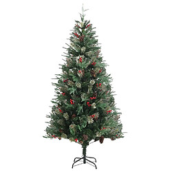 vidaXL Sapin de Noël avec pommes de pin Vert 225 cm PVC et PE