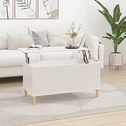 ComfortXL Table Basse Blanc Brillant 90x44,5x45 Cm Bois D'ingénierie