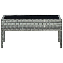 vidaXL Table de jardin Gris 75x40x37 cm Résine tressée