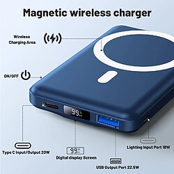 SANAG Batterie Externe Avec Magsafe, 10000Mah Power Bank Magnetique Sans Fil Pd 22.5W Charge Rapide Powerbank Usb-C Pliable Chargeur Portable Compatible Avec Iphone 16/15/14/13/12/ Pro/Mini/Pro