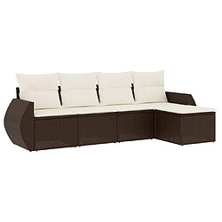 vidaXL Salon de jardin avec coussins 5 pcs marron résine tressée