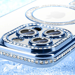 Avis Avizar Coque Diamant pour iiPhone 16 Pro Max MagSafe Contour Strass Bleu