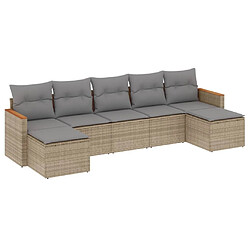 Maison Chic Ensemble à manger d'extérieur 7 pcs avec coussins,Salon de jardin,Mobilier de jardin mélange beige résine tressée -GKD957980