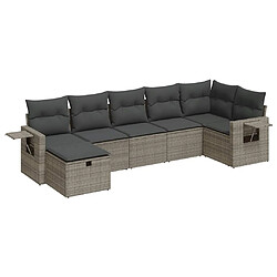 vidaXL Salon de jardin avec coussins 7 pcs gris résine tressée