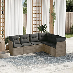 Maison Chic Salon de jardin 6 pcs avec coussins | Ensemble de Table et chaises | Mobilier d'Extérieur gris résine tressée -GKD78121