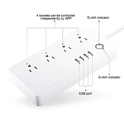 Acheter Wewoo Prise Connectée 4 ports USB + 4 x US Plug Jack télécommande WiFi Smart Power Socket Fonctionne avec Alexa et Google Home, AC 110-240 V, américaine