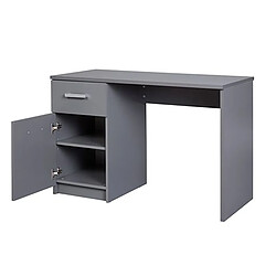 Acheter Pegane Bureau 1 porte + 1 tiroir coloris gris graphite - Longueur 115 x hauteur 76 x Profondeur 55 cm