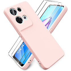 Coque Silicone Couleur Rose + 2 Verres Trempes Pour Oppo Reno 8 Pro 5G Little Boutik®