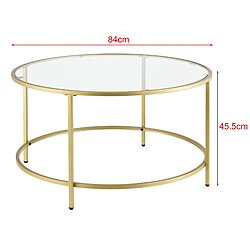 Table Basse Ronde pour Salon Petite Table Stylée Plateau en Verre Pieds en Acier 84 x 45,5 cm Doré [en.casa]