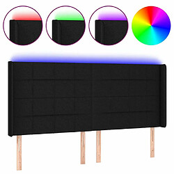 Maison Chic Tête de lit scandinave à LED,meuble de chambre Noir 203x16x118/128 cm Tissu -MN39034