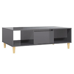 Maison Chic Tabls basse,Table Console pour salon Gris brillant 103,5x60x35 cm Aggloméré -MN14916