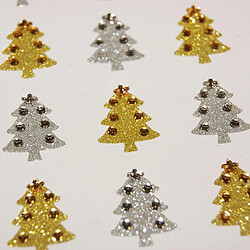 Youdoit Autocollants strass diamant - Sapins dorés et argentés