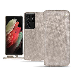 Housse cuir Samsung Galaxy S21 Ultra - Rabat vertical - Taupe innocent ( Pantone #d6d2c4 ) - NOREVE