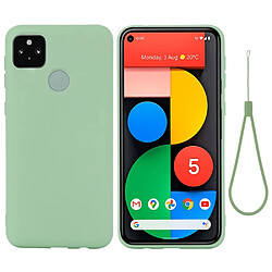 Coque en silicone Liquide de couleur unie bien protégé avec sangle vert pour votre Google Pixel 5a 5G