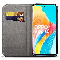 Htdmobiles Housse etui portefeuille avec coque interieure en silicone pour Oppo A98 5G + film ecran - NOIR MAGNET