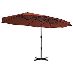 Avis Helloshop26 Parasol avec poteau en aluminium 460 x 270 cm orange 02_0008137