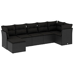 Maison Chic Salon de jardin 7 pcs avec coussins | Ensemble de Table et chaises | Mobilier d'Extérieur noir résine tressée -GKD70501