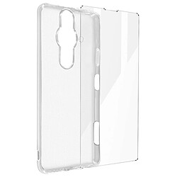 Avizar Coque Sony Xperia Pro-I Silicone Souple Film Verre Trempé 9H Transparent