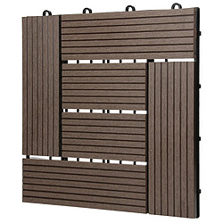 Acheter ECD Germany WPC Carreaux de Terrasse 30x30 cm - 22 Pièces par 2m² - avec Aspect Mosaïque - Marron Foncé - Dalles avec Système de Drainage - pour Patio Jardin Piscine - Carreaux de Sol Extérieur